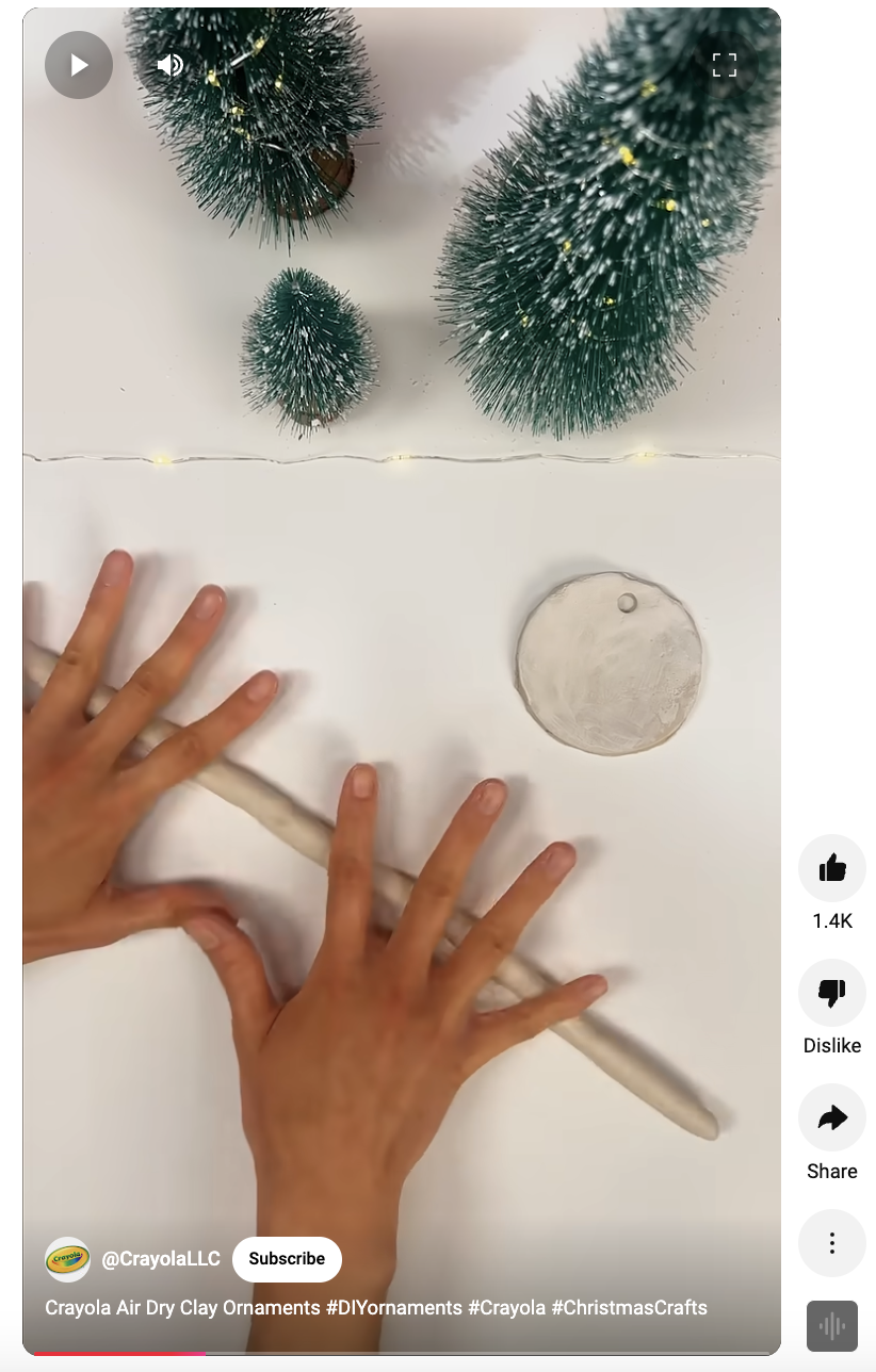 A YouTube Short from Crayola that explores how to make DIY clay oranaments